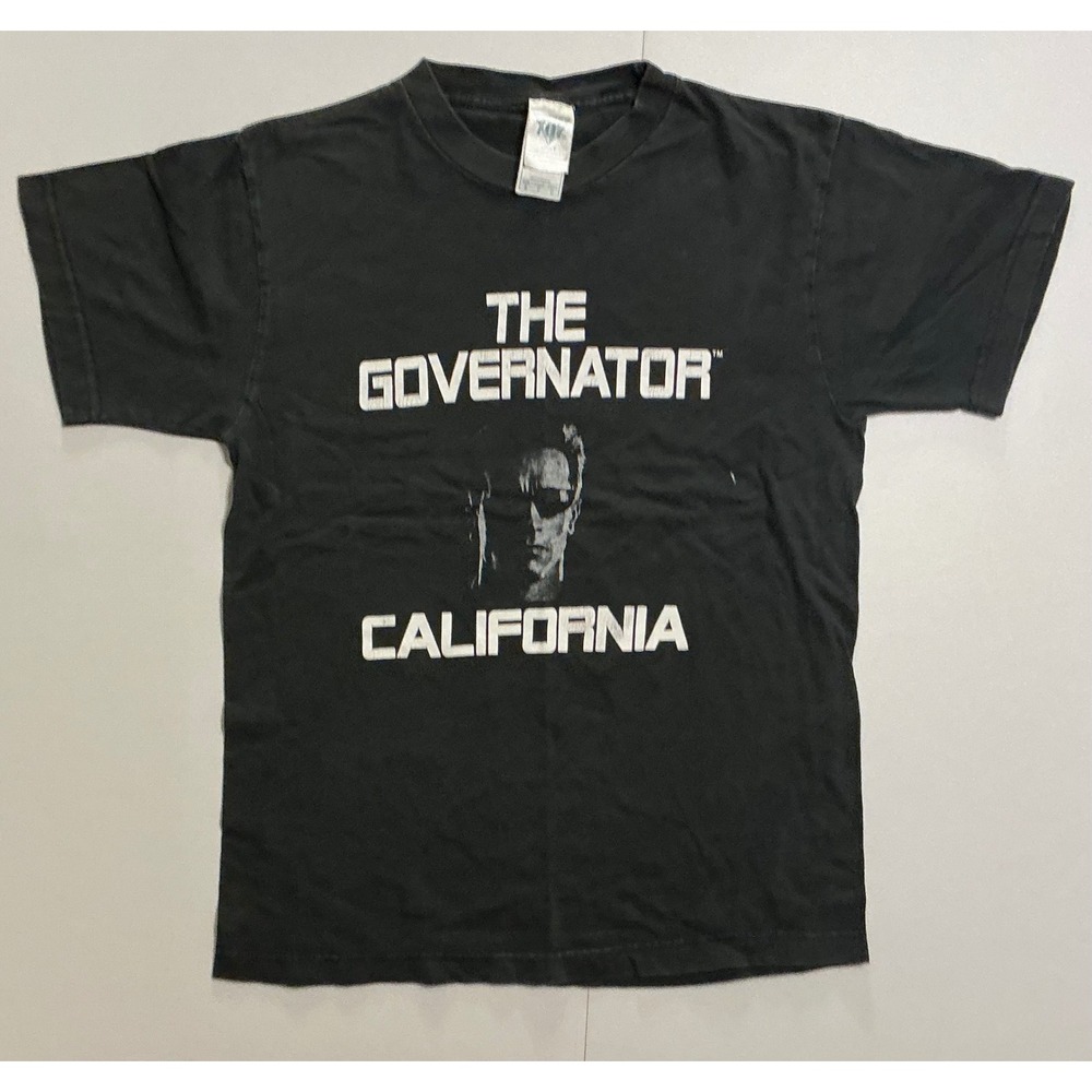 VTG Y2K Arnold‎ Schwarzenegger The Governator California Graphic T-Shirt Black S